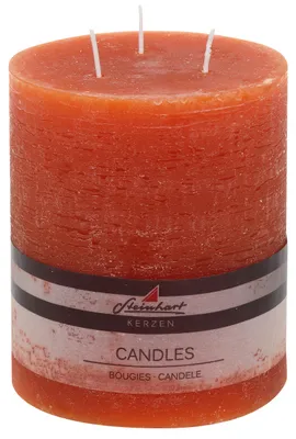 Produktbild von 3-Docht Stumpenkerze "Raureif" Dunkelorange 140/120 mm