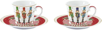 Obrázok produktu pre Sada dvoch porcelánových šálok a podšálok s motívom "Vianočný medvieďatko"