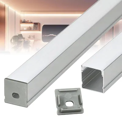 LED-Aluprofil U-Form 14 m mit Abdeckung, Endkappen, Schrauben