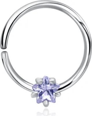 Produktbild von Ohrring Tragus Ohrpiercing 925 Sterling Silber vergoldet mit Zirkonia-Stern in verschiedenen Farben Material - Silber Farbe - Lila