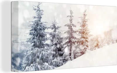Produktbild von MuchoWow® - Leinwandbilder - Baum - Schnee - Winter, Wandbild, Wanddeko Bilder Wohnzimmer, 40x20cm