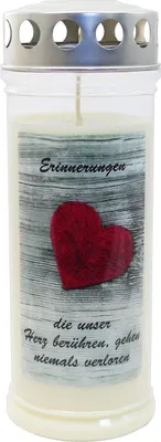 Produktbild von Grabkerze Wochenbrenner mit Deckel und Motiv Auswahl, 7 Tage Brenndauer, Herz 12 Stück
