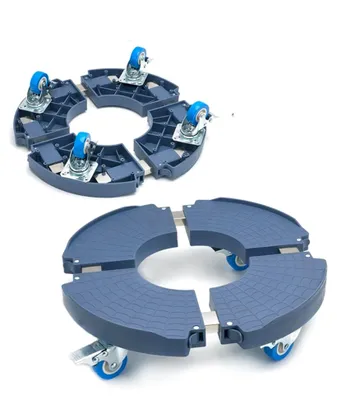 Produktbild von Runder Pflanzenroller, Verstellbar Ø 42 cm bis 61 cm, Rolluntersetzer mit Tragkraft von 400 kg, Blumentopf mit 360° drehbaren Rädern, Rollbrett für den Hausgarten