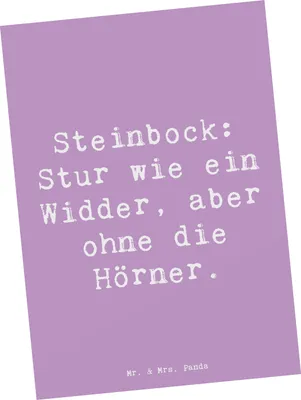 Produktbild von Mr. & Mrs. Panda Postkarte Spruch Steinbock Entschlossen - Lavendeltraum - Geschenk, Ansichtskarte, Postkarten, Humor, Zielstrebigkeit, Fotokarte, Tierkreiszeichen