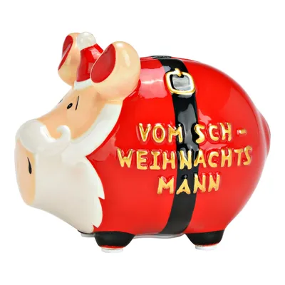 Produktbild von KCG Sparschwein Company Sparschwein "Vom Sch-Weihnachtsmann" aus Keramik, Rot/Schwarz/Weiß (B/H/T) 12x9x9cm Kleinschwein