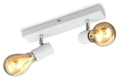 Image de Plafonnier vintage 2 spots orientables E27 – design rétro métal blanc pour salon, cuisine, bureau, couloir – éclairage personnalisable et chic