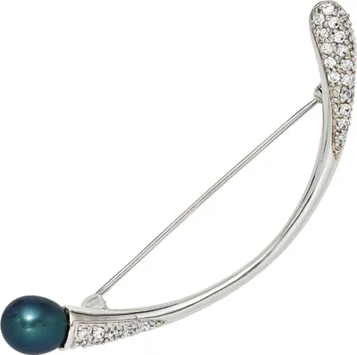 Produktbild von Brosche Anstecker mit Perle Zirkonia 925 Echt Silber Sterlingsilber Damen