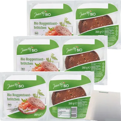 Produktbild von Jeden Tag Roggentoastbrötchen 3er Pack (3x260g Packung) + usy Block