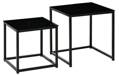 Immagine prodotto di Set 2 Tavolini Moderni Piani in Vetro Temperato Nero