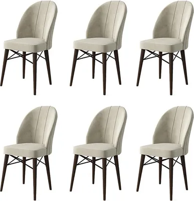Produktbild von Skye Decor, Ritim - Cream, Brown, Stuhlset (6-teilig), 100 % METALL, Creme, 44 x 42 x 96 cm