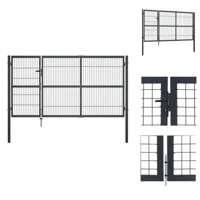 Produktbild von vidaXL Gartentor mit Pfosten Stahl 350×140 cm Anthrazit -  Gartentore