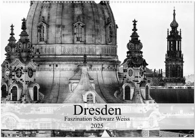 Produktbild von Dresden Faszination Schwarz Weiss (Wandkalender 2025 DIN A2 quer), CALVENDO Monatskalender