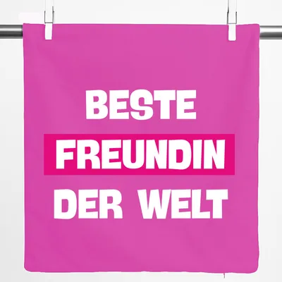 Produktbild von Huuraa Kissenbezug Beste Freundin der Welt 40x40cm Fuchsia Baumwolle Dekokissenbezug Geschenkidee