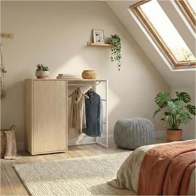 Produktbild von KADRA 100x85cm Dachboden-Kleiderständer mit Kleiderschrank und Aufbewahrungseinheit