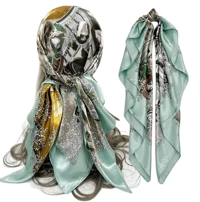 Immagine prodotto di Foulard quadrato in raso, sciarpa per capelli, 90x90 cm