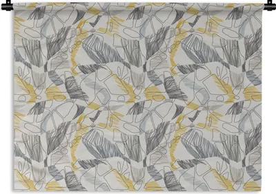 Produktbild von MuchoWow® Wandteppich Wandbehang Linienkunst - Dschungel - Muster - Gold 120x90 cm Tapisserie Dekoration Wandtuch - Wohnen - Aufhänger für die Wand