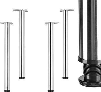 Melko Tischbein 4er Set Stahl rund Kufen Möbelfuß - Edelstahl 71cm / Ø65 mm