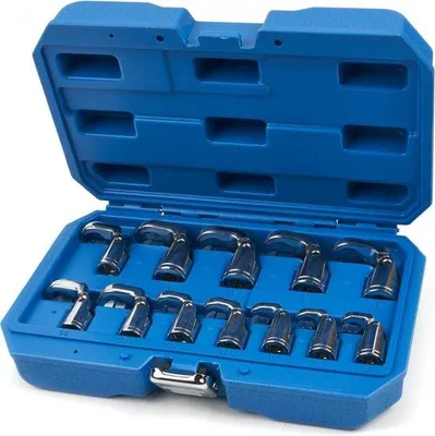 Produktbild von 12-tegelige Kantelbare Kraaienpoot Steeksleutelset mit 3/8" Aufnahme