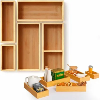 Produktbild von Famanu Organizer-Set aus 5 multifunktionalen Bambusboxen - verschiedene Größen