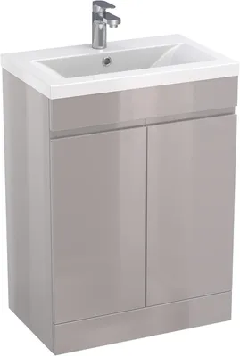 Obrázek produktu pro INOBA TRENT Umyvadlo s podstavcem 60 cm Šedá lesklá skříňka pod umyvadlo Koupelnová skříňka Umyvadlo s podstavcem do koupelny