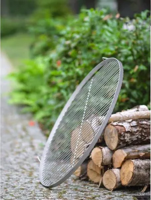 Image de Grille ronde à suspendre pour brasero en acier-Ø 80cm-Acier inoxydable---Acier inoxydable