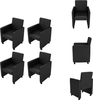 Produktbild von vidaXL Esszimmerstühle 4 Stk. Schwarz Kunstleder -  Esszimmerstühle