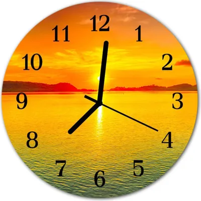 Produktbild von Glasuhr Wanduhr Küchenuhr Echt-Glas 30fi cm Sonnenuntergang orange