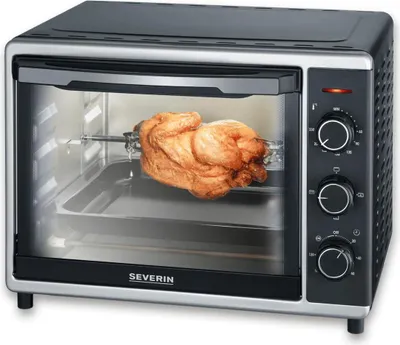 Produktbild von Severin Back- und Toastofen mit Umluftfunktion, Mini Backofen mit Grillrost und Backblech, 30 L Kapazität, 0-230°C, 1.600 W, silber /schwarz, TO 2056 Backofen Mini Backofen Klein Mikrowelle Mit Backofen Mini Backofen Backofen Klein Toastofen