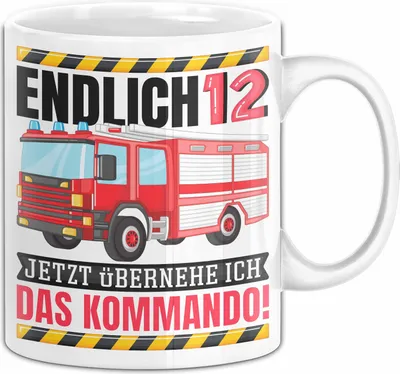 Produktbild von 12. Geburtstag Geschenk Tasse Becher Feuerwehr Fan Jungs Jetzt Übernehme Ich Das Kommando Endlich 12 (Weiß)