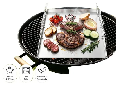 Imagen del producto de Plancha de acero inoxidable, 48 x 34 cm, peso neto de 5,7 kg, apta para lavavajillas, forma rectangular