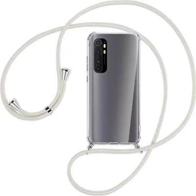 Produktbild von Handykette Backcover-Schutzhülle mit Band (Metall silberfarben) für Xiaomi Mi Note 10 Lite - broken white