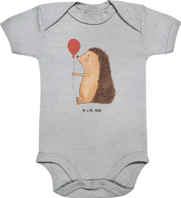 Produktbild von Mr. & Mrs. Panda Babystrampler Igel Luftballon 12. - 18. Monat - Heather Grey - Geschenk, Geburtstag, Babybody, Ballon, overall baby, Glückwunsch, Herzlichen, Strampler