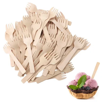 Holz-Dessertgabeln, 300 Stück, 10,5 cm, Einwegbesteck