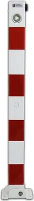 Produktbild von UvV Absperrpfosten Comfy 70x70mm klappbar Dreikant DIN3223 Stahl feuerverzinkt pulverbeschichtet [ohne Kettenöse, Weiß]