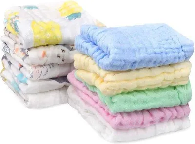 Produktbild von Famanu Waschlappen 30x30cm 6-lagig aus Baumwolle - Weiche wiederverwendbare Baby-Waschlappen