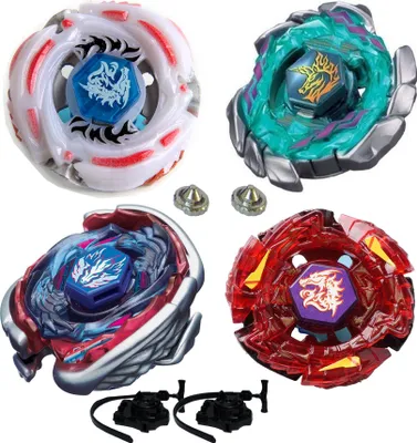 Zdjęcie produktu dla spinnery 4D Metal Rapidity ATTACK Pack 4 sztuki + 2 wyrzutnie + 2 metalowe końcówki: BB88 Meteo, BB105 Big Pegasis, BB117 Blitz, BB98R Rush