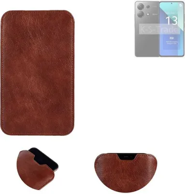 Produktbild von K-S-Trade Schutzhülle Handyhülle kompatibel mit Xiaomi Redmi Note 13 4G Handytasche Kunstleder Sleeve in braun