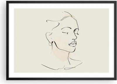 Produktbild von Gerahmtes Poster - Schwarzer Rahmen - Frau Zeichnung Linie - 70x50 cm - Wand Bild - Wanddeko - Wandbilder - Kunstposter - Wandposter - Bilderrahmen - Bilder - Kunstdruck - P2BAA70x50-5046