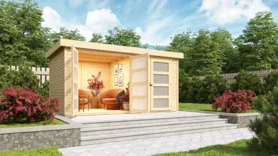 Produktbild von Karibu Gartenhaus Gerätehaus 2-Raum-Haus Mühlentrup 2 naturbelassen 404x272x212 cm