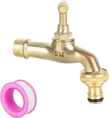 Imagen del producto de Grifo de jardín de latón macizo de 1/2 pulgada, resistente a la corrosión y a las heladas. Juego de grifos para exteriores, incluye cinta de sellado, ideal para el jardín
