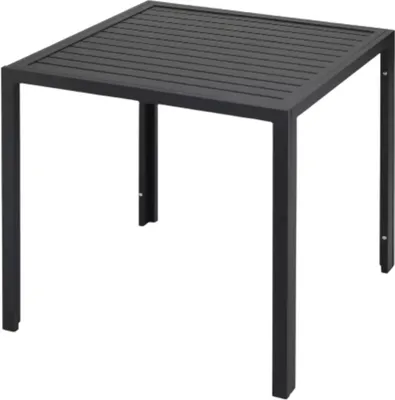 Immagine prodotto di Tavolo da giardino - Tavolo da esterno - Tavolo da pranzo per esterni - Tavolo da patio resistente alle intemperie - Tavolo rettangolare in alluminio - 75x75x73cm - Per giardino e cortile - Nero