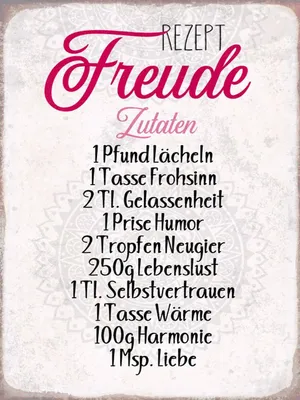 Produktbild von vianmo Holzschild 40x30 cm Rezept Freude Zutaten