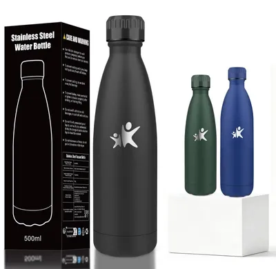 Produktbild von Edelstahl Trinkflasche 500ml Kinder, Auslaufsicher, Thermosflasche Metall,