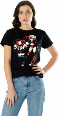 Produktbild von Harley Quinn - "Love Stinks" T-Shirt für Herren/Damen Uni CI1906 (M) (Schwarz/Rot)
