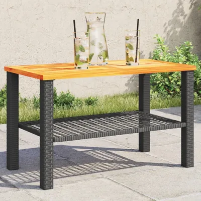 Produktbild von Gartentisch Schwarz 70x38x42 cm Poly Rattan Akazienholz - Gartentische 366270