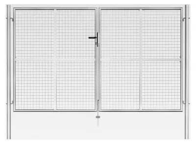 Produktbild von Gartentor Zauntor Gartenpforte Hoftor Doppeltor Flügeltor Doppelflügeltor Verzinkter Stahl 306x200cm Silbern