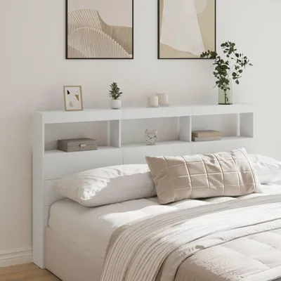 Produktbild von LED-Kopfteil mit Ablagen Weiß 180x17x102 cm