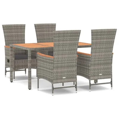 Obrázek produktu pro vidaXL 5dílný zahradní jídelní set s polštáři Grey Poly Rattan