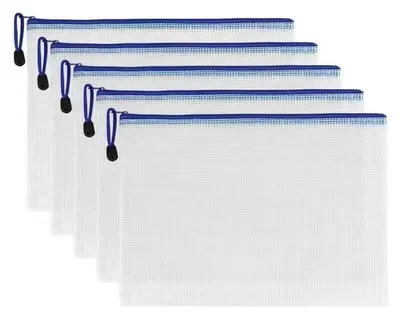 Produktbild von 5 Stücke Dokumententasche A4, Wasserdichte Dokumententasche für Akten, Papiere, Quittungen, Kosmetika, Kosmetika, Bürobedarf, Hausaufgaben - Weiß