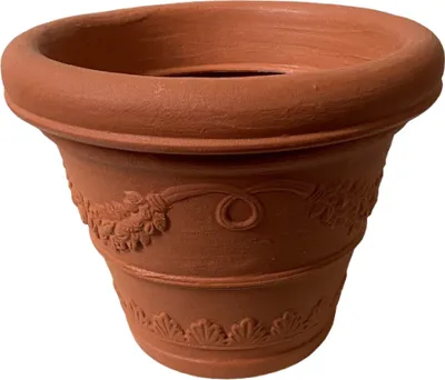 Produktbild von Garden Italia Vases Runder Glocken-Blumentopf mit ICFB-Girlanden, Durchmesser 80 cm, Höhe 64, hergestellt in Italien aus terrakottafarbenem Harz – frostbeständig – leicht und stoßfest, 80
